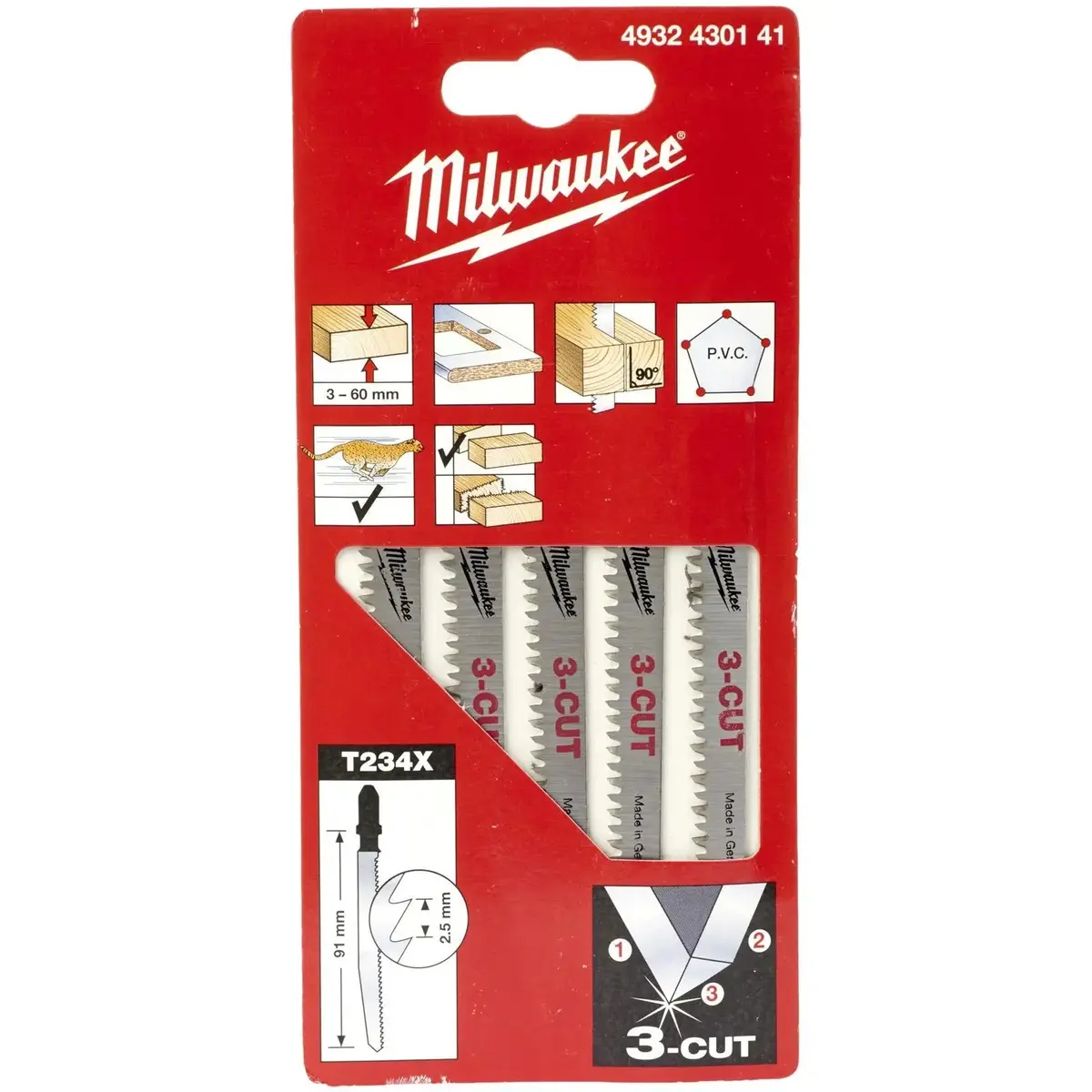 Milwaukee Jigsaw Blades Wood Plastic Fast Clean Cutting Blade 91Mm X 2.5Mm T234x 5 Pieces 1
