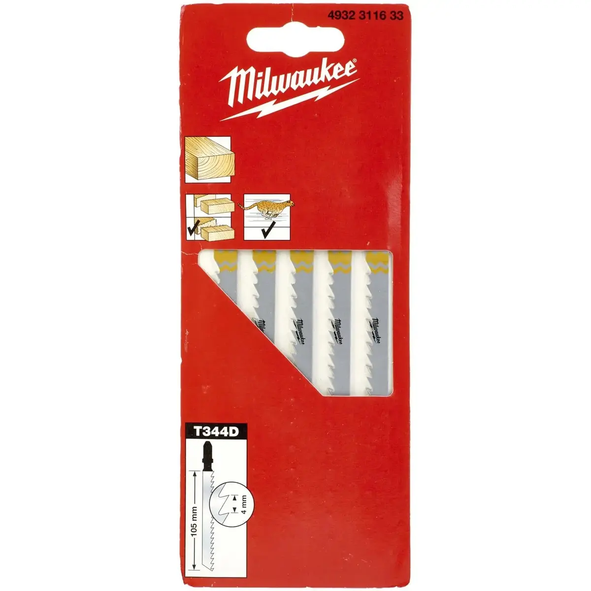 Milwaukee Jigsaw Blades Wood Plastic Fast Cut Blades 105Mm X 4Mm T344d 5 Pieces 1