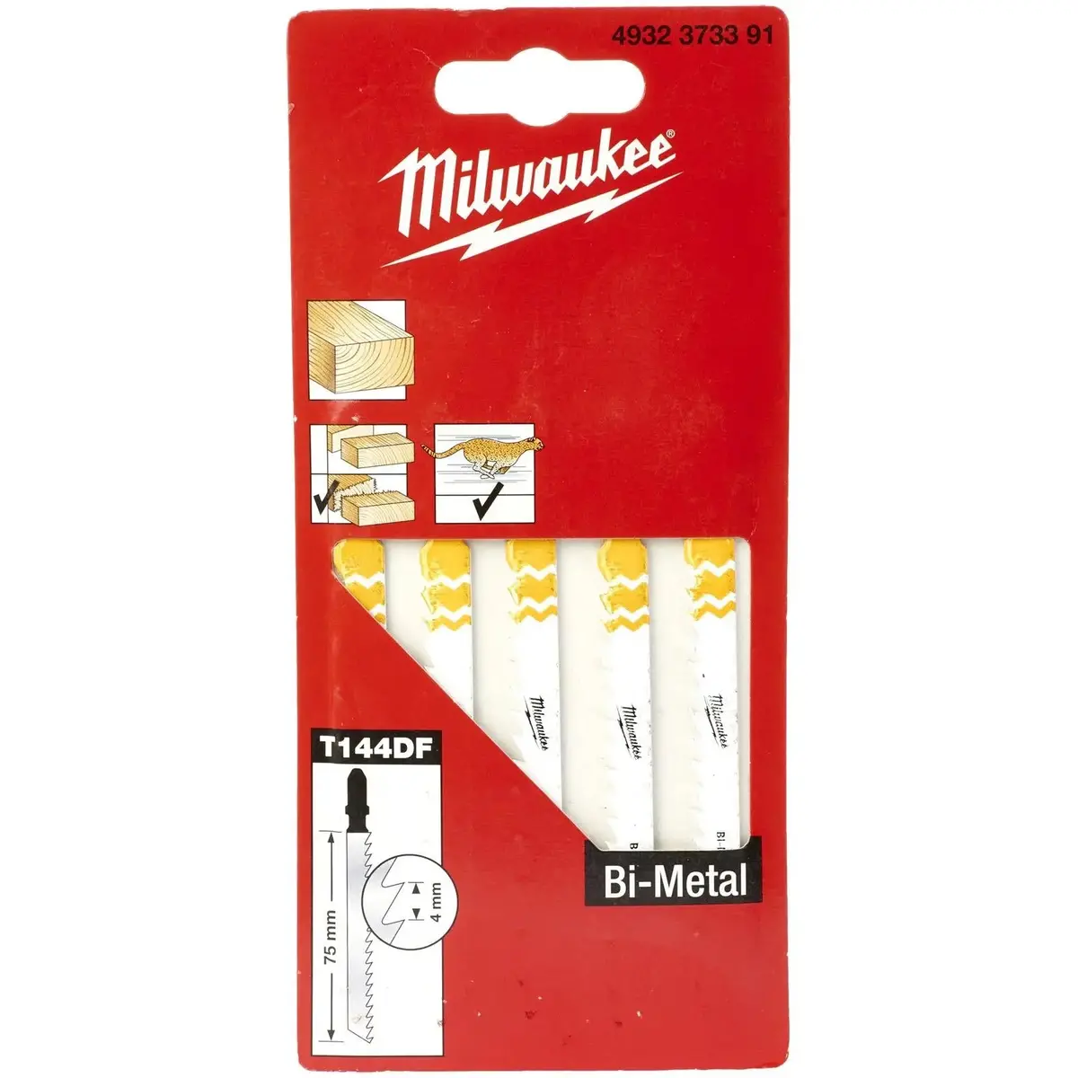 Milwaukee Jigsaw Blades Wood Plastic Fast Cut Blades Bi-Metal 75Mm X 5Mm T144df 5 Pieces 1