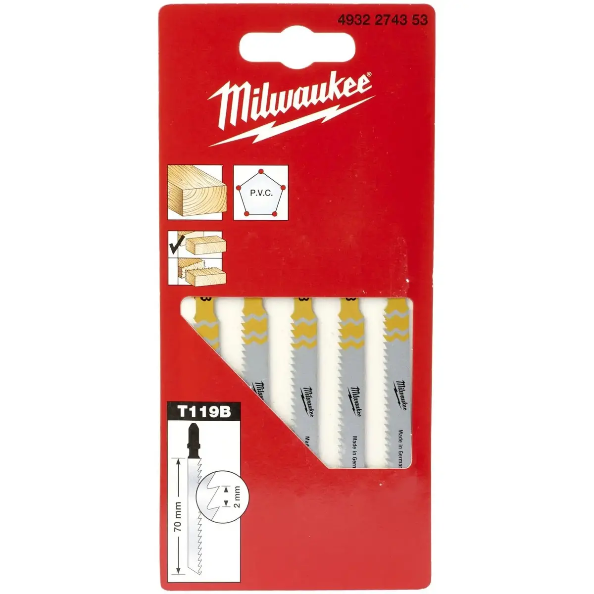 Milwaukee Jigsaw Blades Wood Plastic Traditional Blade 50Mm X 2Mm T119b 5 Pieces 1