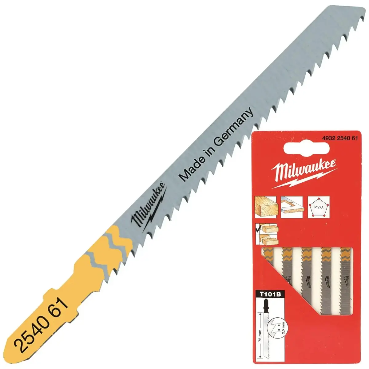 Milwaukee Jigsaw Blades Wood And Plastic 5 Pack Clean Cut 75Mm X 2.5Mm T101b 1