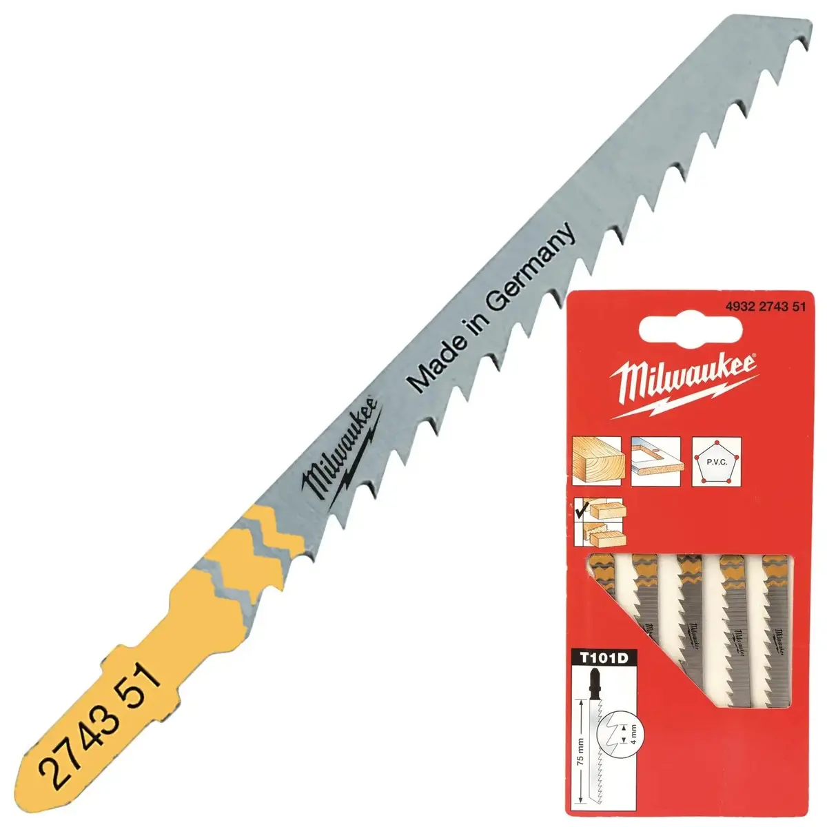 Milwaukee Jigsaw Blades Wood And Plastic 5 Pack Clean Cut 75Mm X 4Mm T101d 1