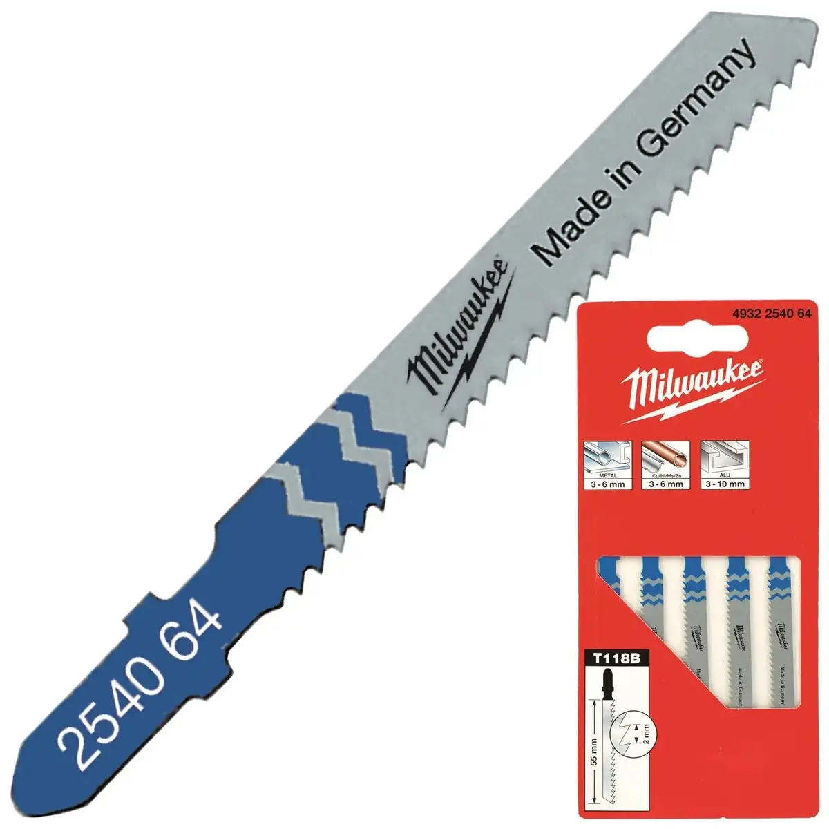 Milwaukee Jigsaw Blades For Metal 5 Pack Traditional Blade 55Mm X 2Mm T118b 1