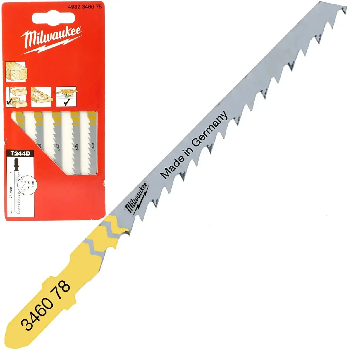Milwaukee Jigsaw Blades For Wood 5 Pack Curved Cutting Blade 75Mm X 4Mm T244d 1