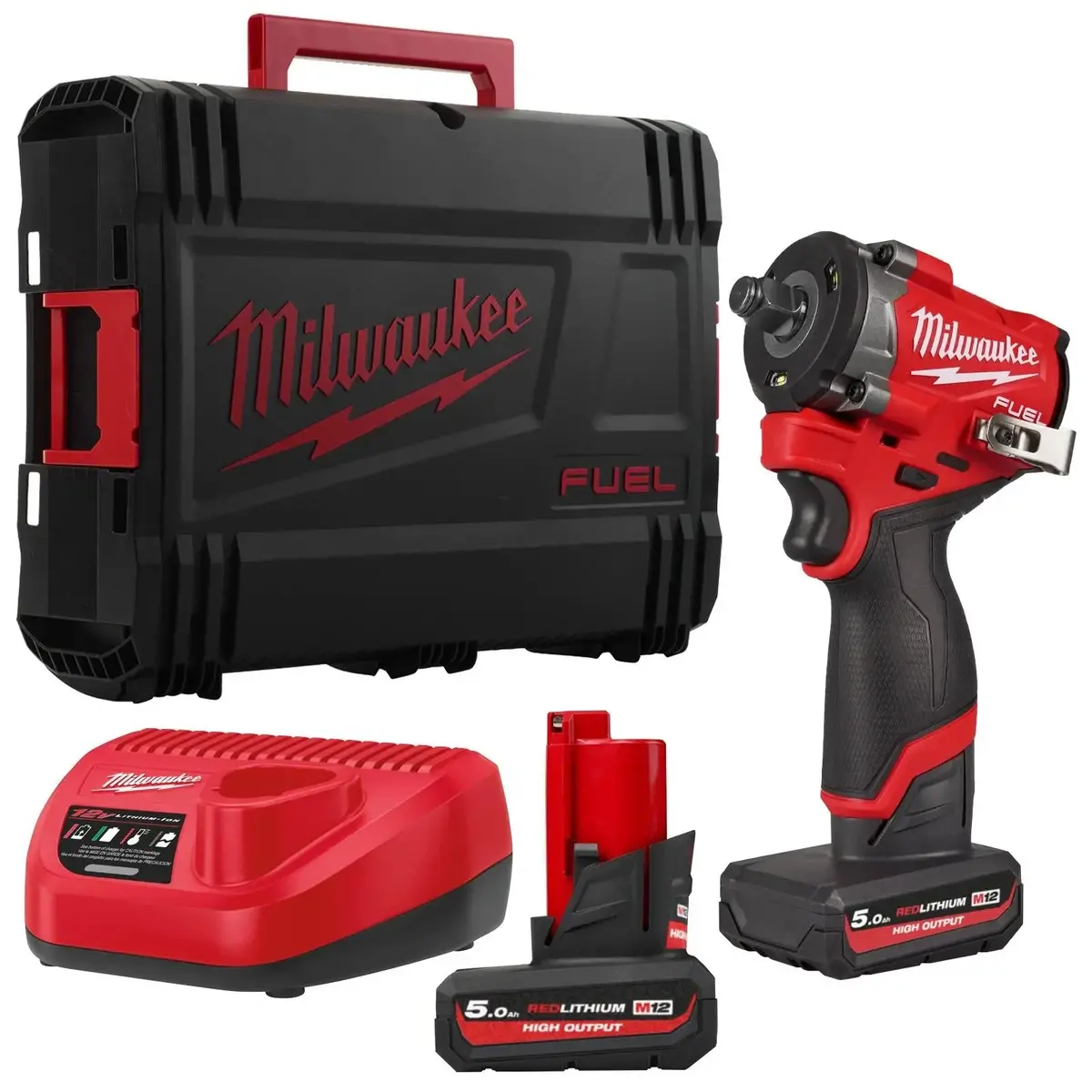 Milwaukee M12 Fuel 12V 1/2" Drive Cordless Compact Impact Wrench Friction Ring 2 X 5Ah Ho Battery + Charger M12fciwf12g3-502X 1