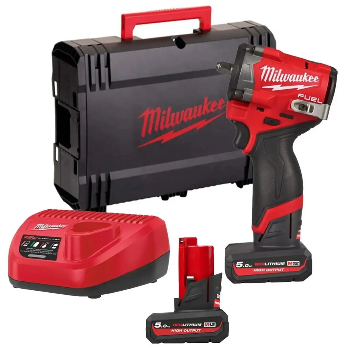 Milwaukee M12 Fuel 12V 3/8" Drive Cordless Compact Impact Wrench Friction Ring 2 X 5Ah Ho Battery + Charger M12fciwf38g3-502X 1