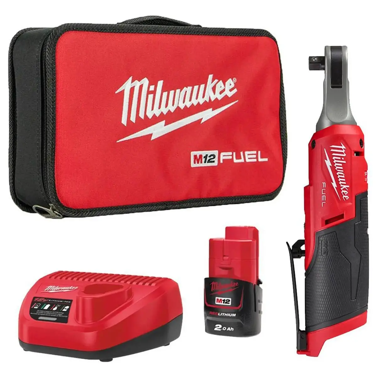 Milwaukee M12 Fuel 12V 3/8" Drive Cordless Sub Compact Ratchet 2Ah Battery + Charger M12fir38-201B 1