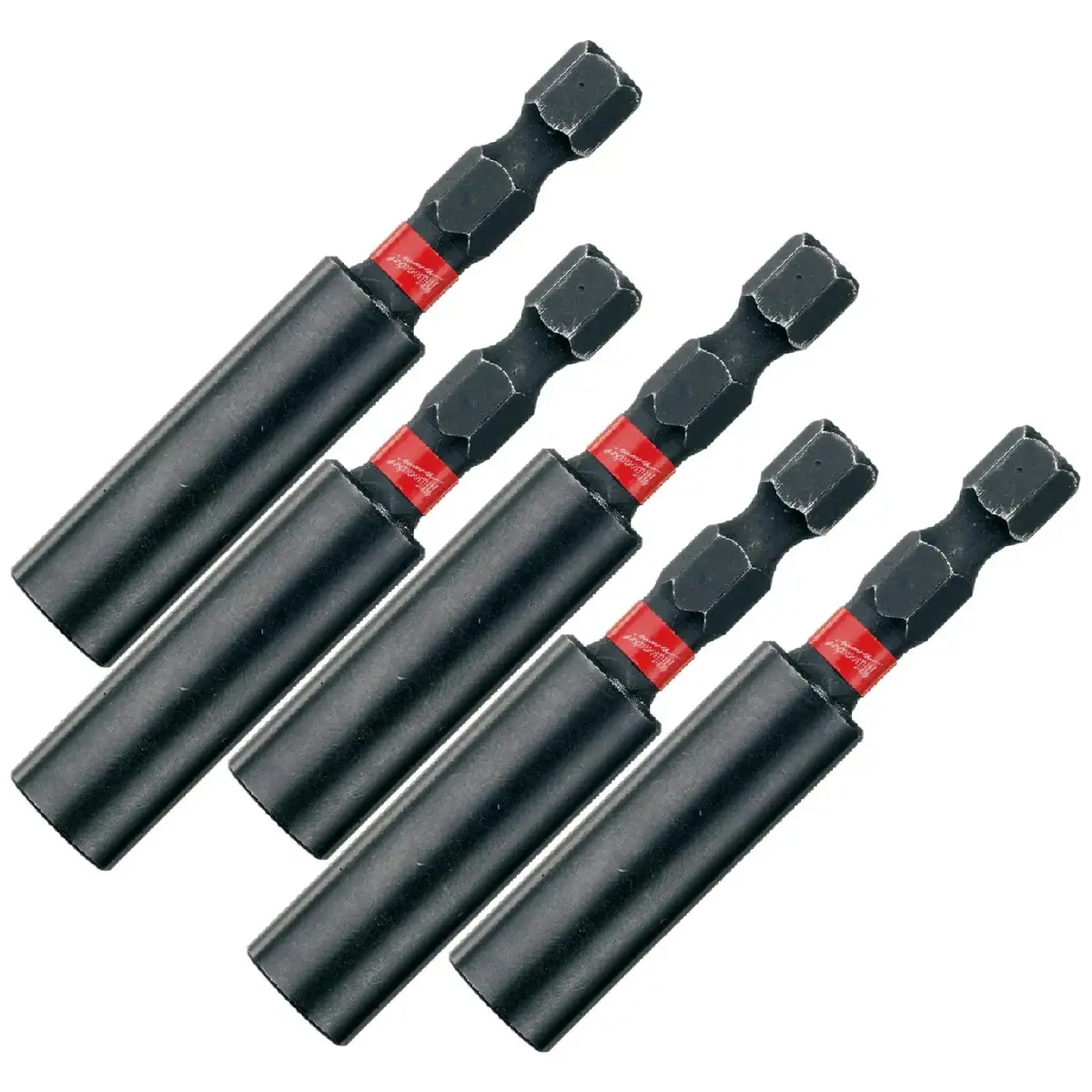 Milwaukee Magnetic Bit Holder 60Mm Shockwave Impact Duty 1/4" Hex Shank 5 Pack 1