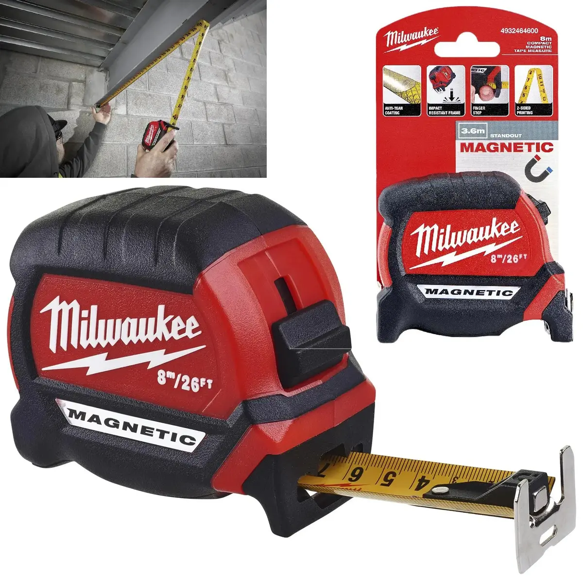 Milwaukee Magnetic Tape Measure Gen Iii 8M 26Ft Metric Imperial 27Mm Blade Width 1