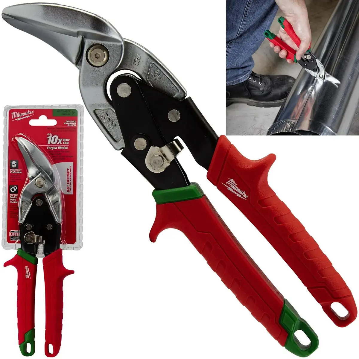 Milwaukee Metal Aviation Snips Right Cut Offset 260Mm 1