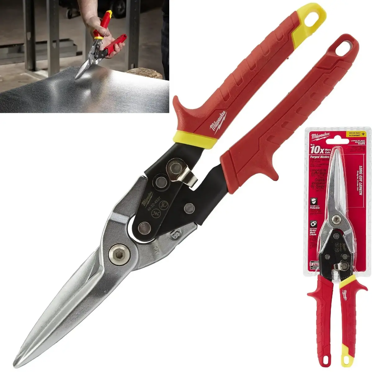 Milwaukee Metal Aviation Snips Straight Cut Extra Long 310Mm 1