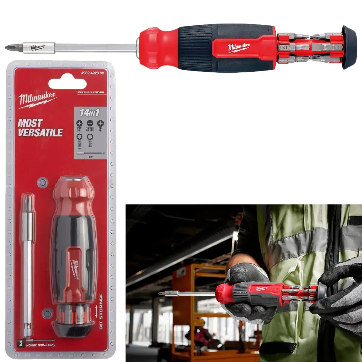 Milwaukee Multi Bit Screwdriver Set 14 In 1 Pozi Phillips Torx Slotted Hex 1