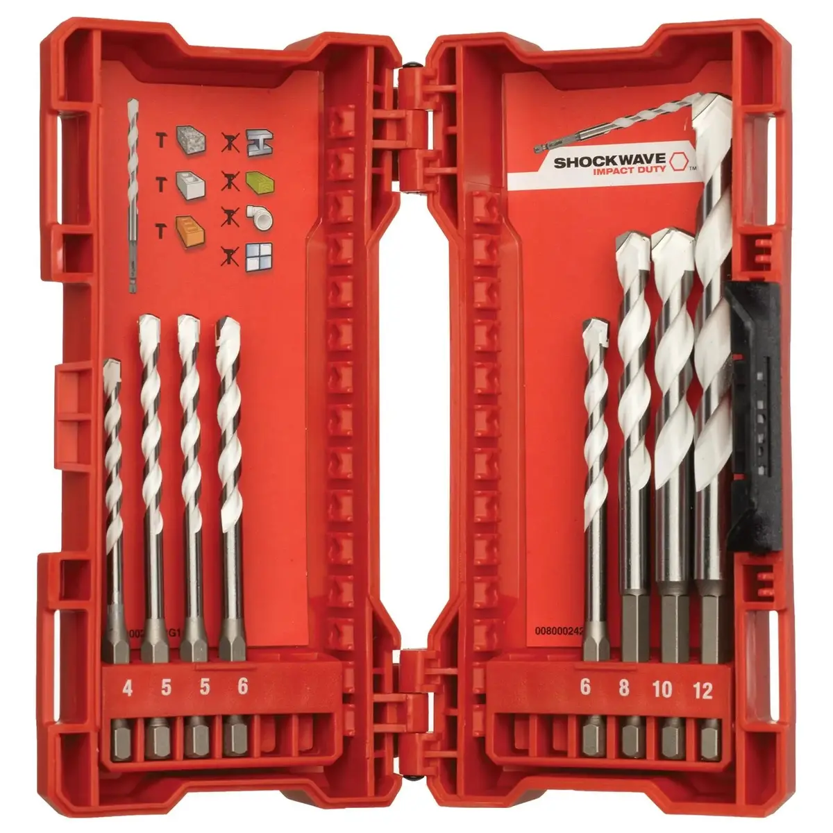 Milwaukee Multi Material Drill Bit Set Shockwave Impact Duty 8 Piece 4-12Mm 1