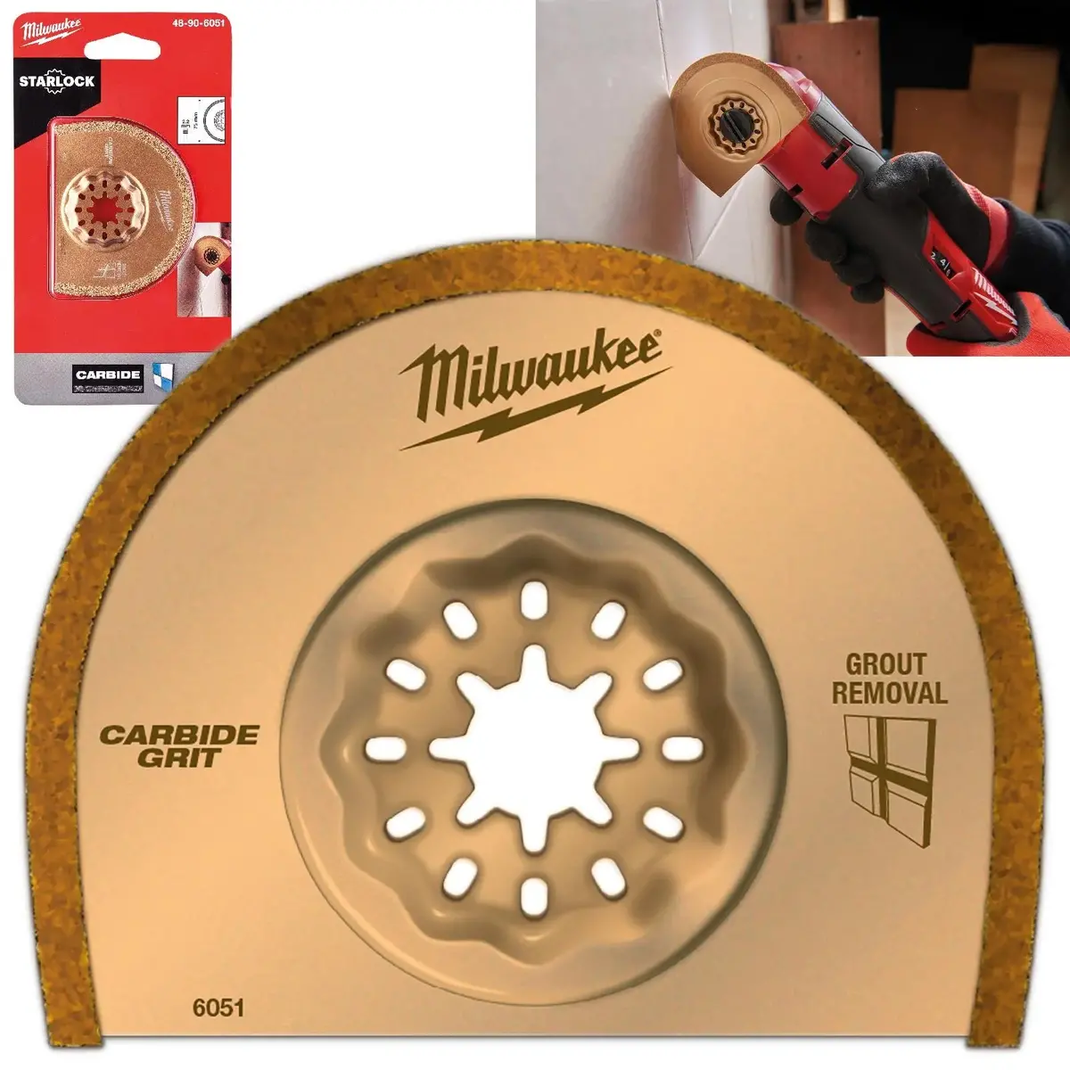 Milwaukee Multi Tool Grout Removal Carbide Grit Blade 75Mm X 20Mm X 2.2Mm Starlock 1