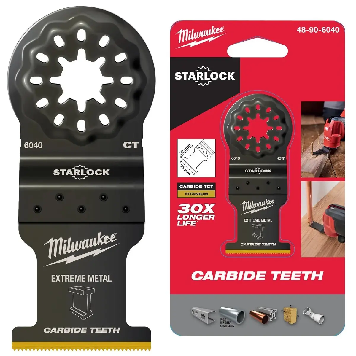 Milwaukee Multi Tool Multi Material Plunge Cut Cutting Blade 35Mm Width X 32Mm Length Starlock 1