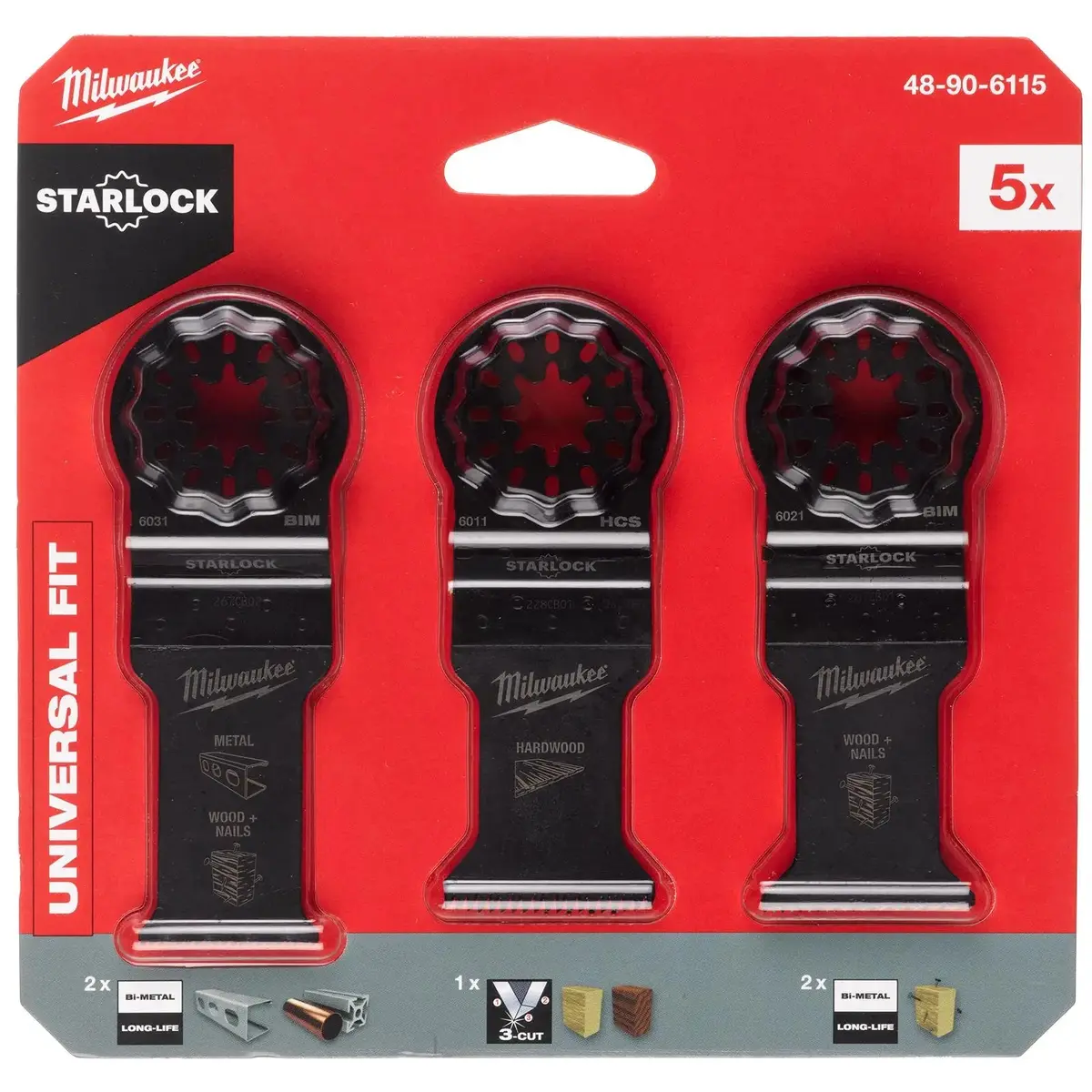Milwaukee Multi Tool Wood And Metal Blade Set 5 Pieces Starlock 1
