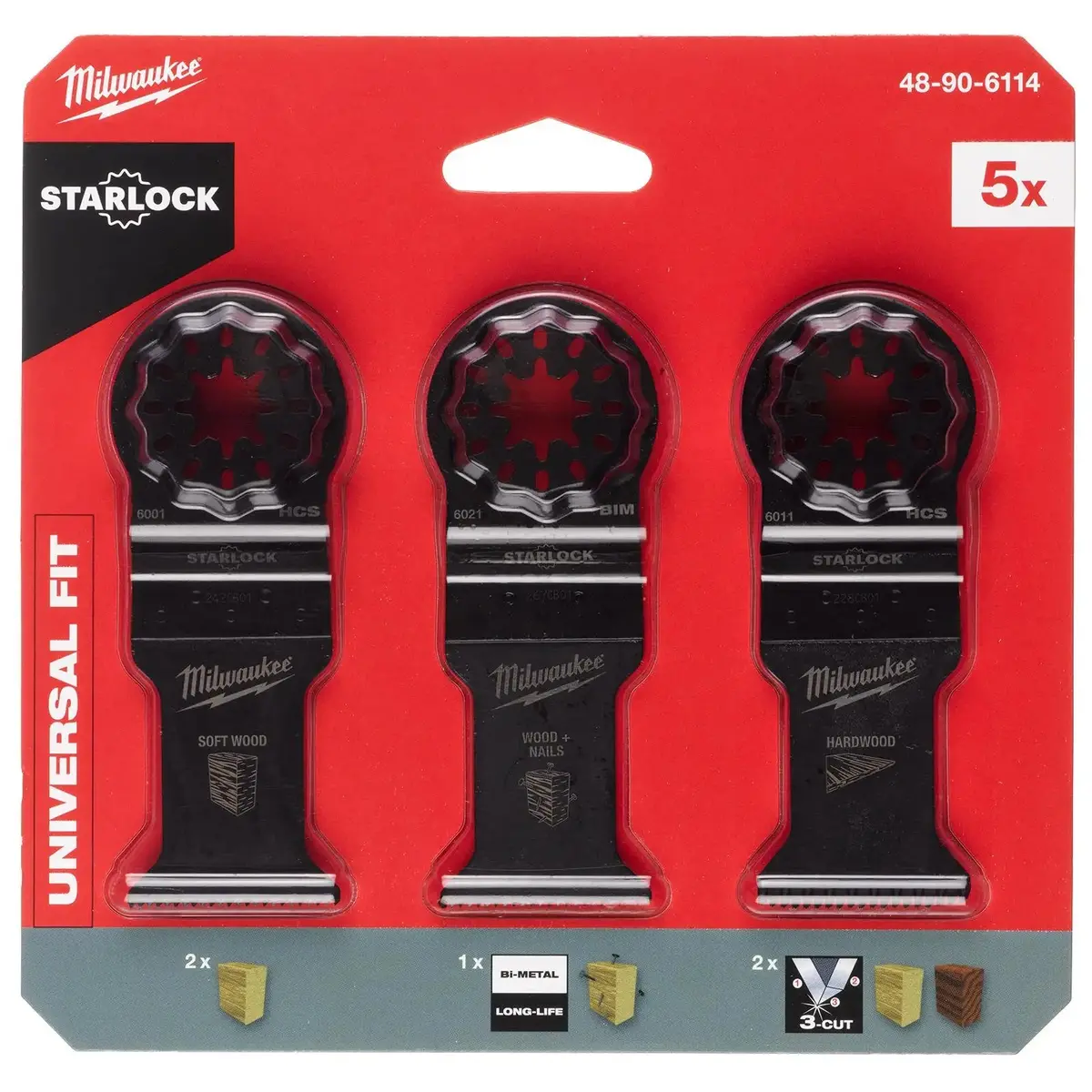 Milwaukee Multi Tool Wood And Wood With Nails Cutting Blade Set 5 Piece 1
