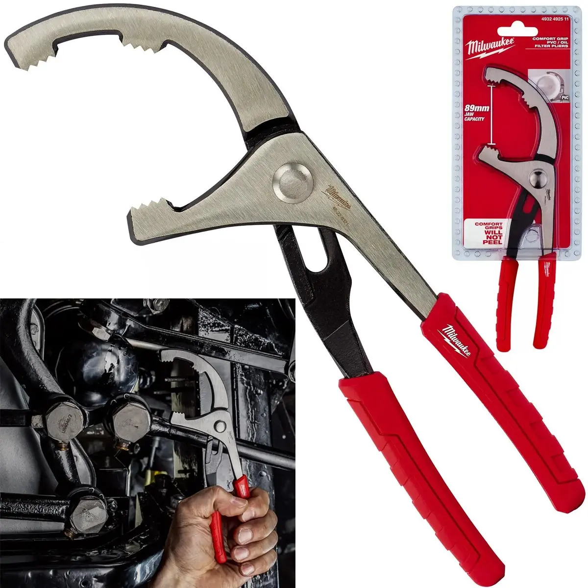 Milwaukee Oil Filter Pliers Pvc 89Mm Jaw Capacity 1