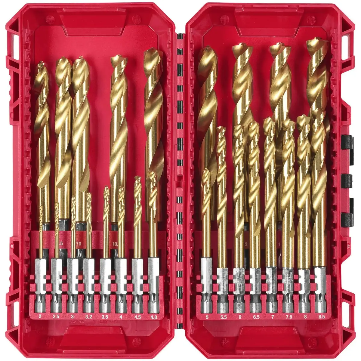 Milwaukee Red Hex Metal Drill Bit Set Shockwave Impact Duty 1/4" Hex Hss Drills 1-13Mm 25 Pieces 1
