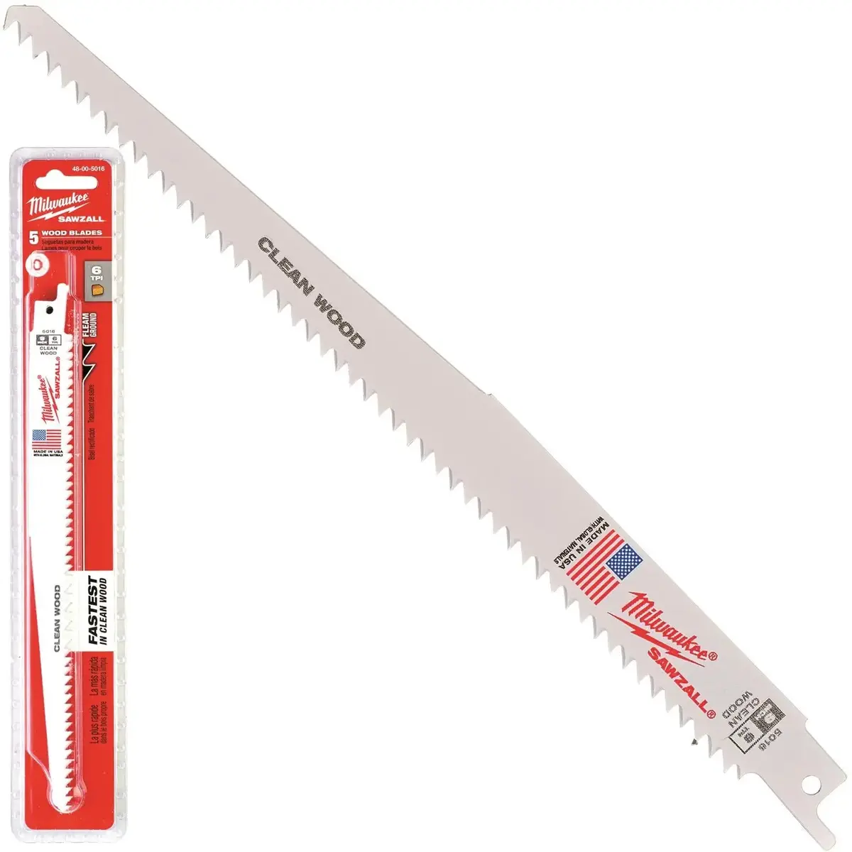 Milwaukee Reciprocating Saw Blade Sawzall 230Mm 6 Tpi 5 Pack Wood Plastic 1