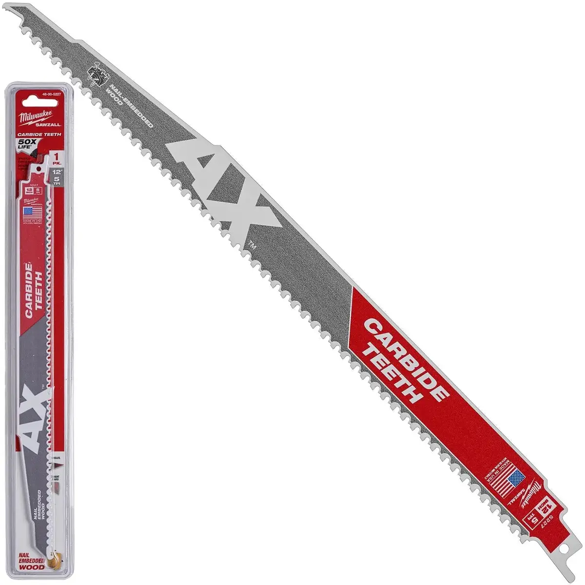Milwaukee Reciprocating Saw Blade Sawzall 300Mm Ax Carbide Teeth Wood With Nails 1