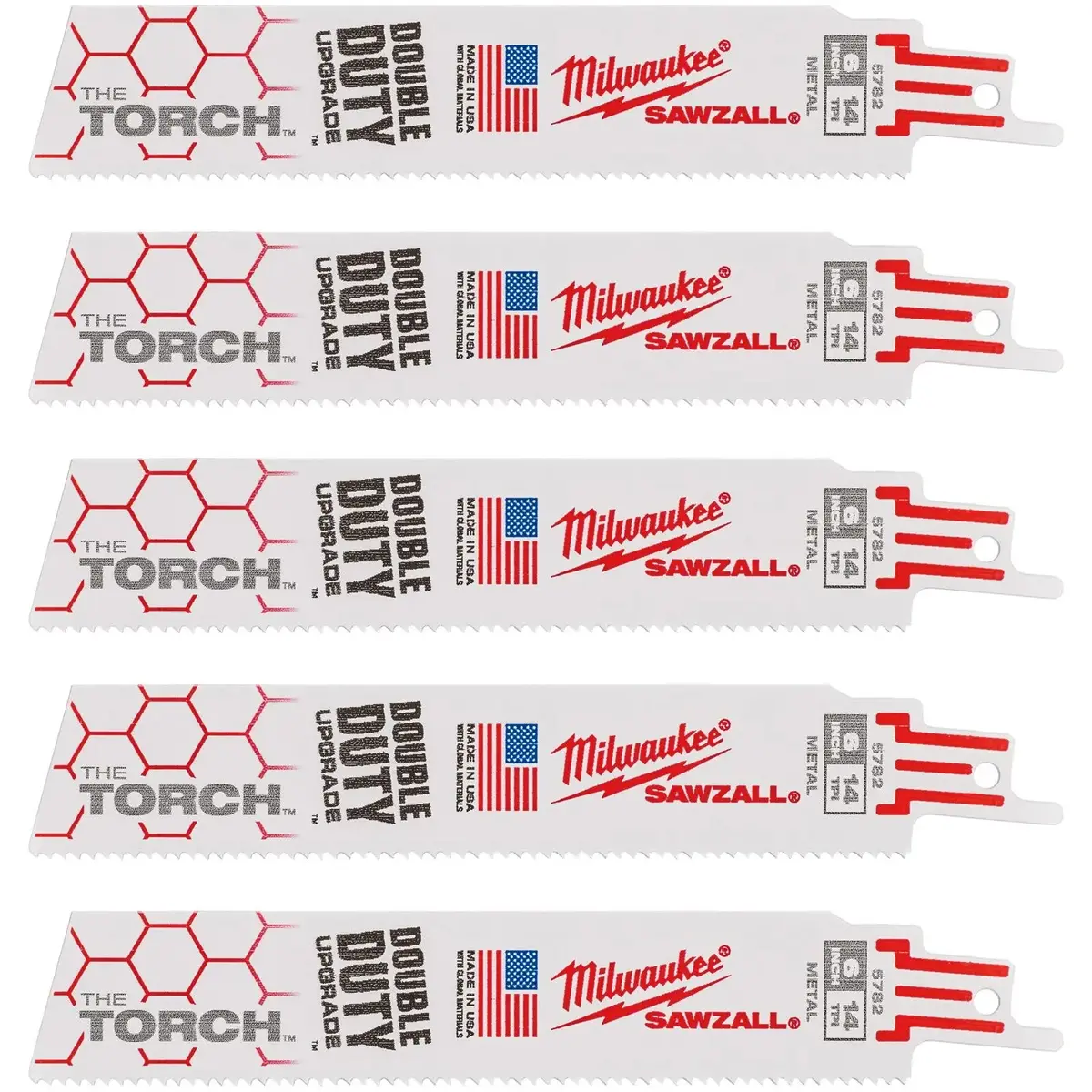 Milwaukee Sawzall Metal Heavy Duty Torch Demolition Reciprocating Saw Blades 150Mm 14 Tpi 5 Piece 1