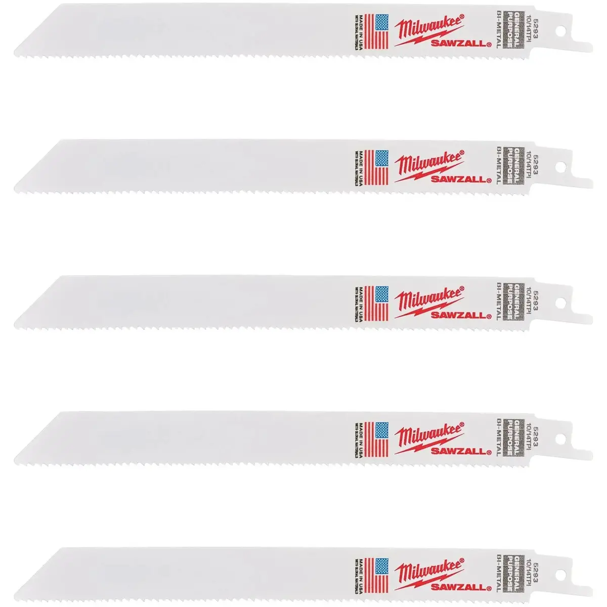 Milwaukee Sawzall Multi Material Reciprocating Saw Blades 200Mm 10/14 Tpi 5 Piece 1