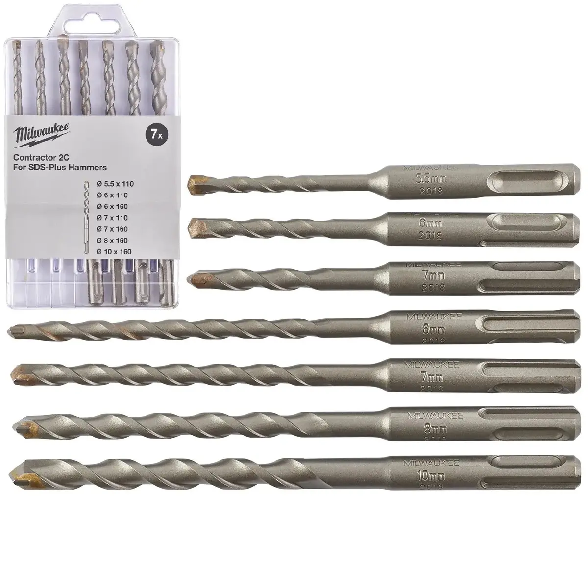 Milwaukee Sds Plus Contractor Hammer Drill Bit Set 2 Cut 7 Piece 5.5-10Mm 1
