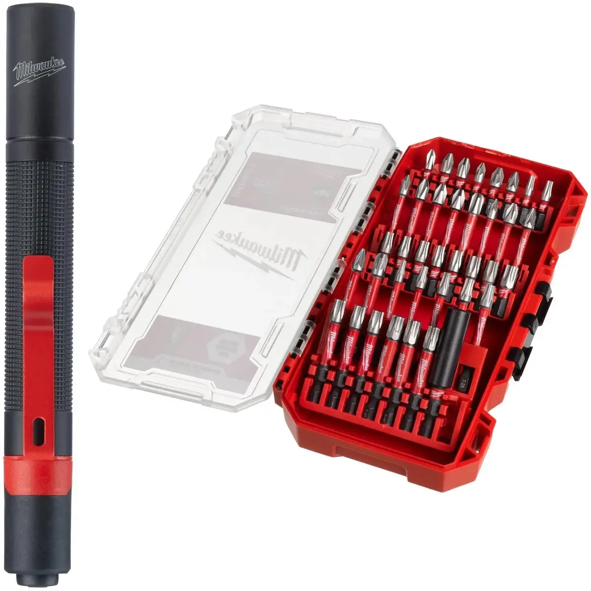 Milwaukee Shockwave Impact Duty Screwdriver Bit Set With Led Pen Light 39 Piece 1