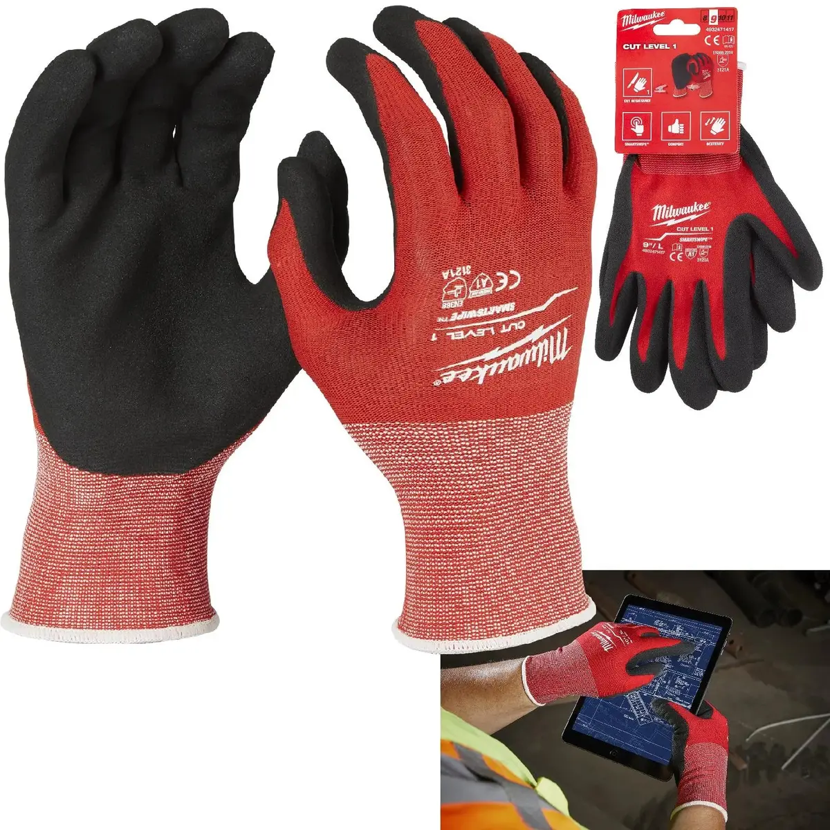 Milwaukee Safety Gloves Cut Level 1/A Dipped Glove Size 11 / Xxl Extra Extra Large 1