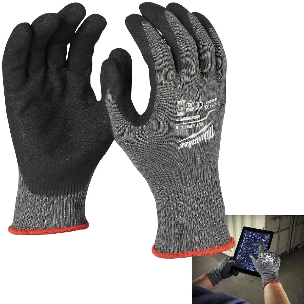 Milwaukee Safety Gloves Cut Level 5/E Dipped Glove Size 11 / Xxl Extra Extra Large 1