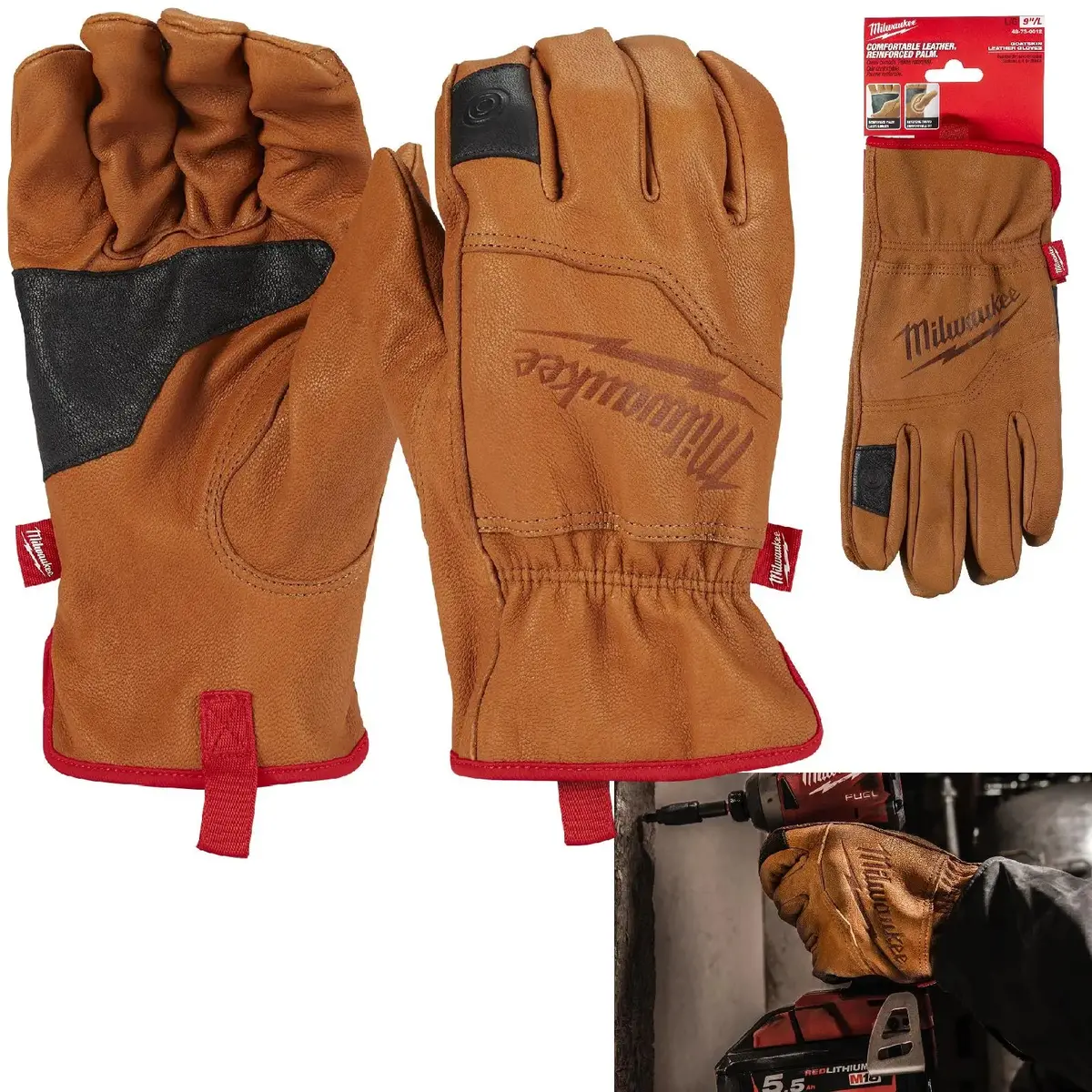 Milwaukee Safety Gloves Goatskin Leather Glove Brown Size 11 / Xxl Extra Extra Large 1