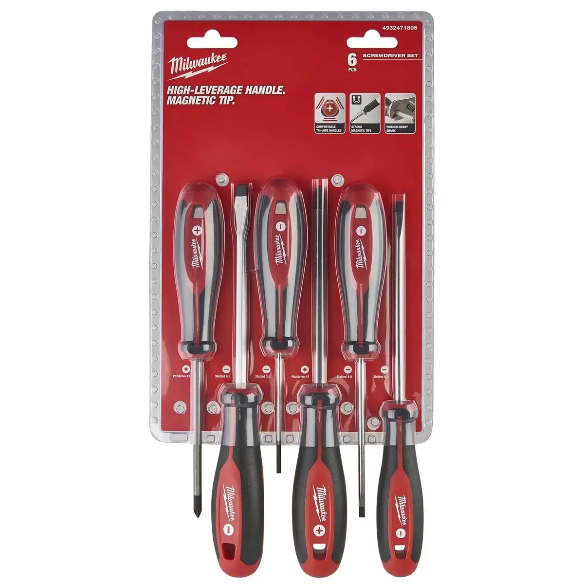 Milwaukee Screwdriver Set Tri-Lobe Set 1 Pozi Slotted 6 Piece 1