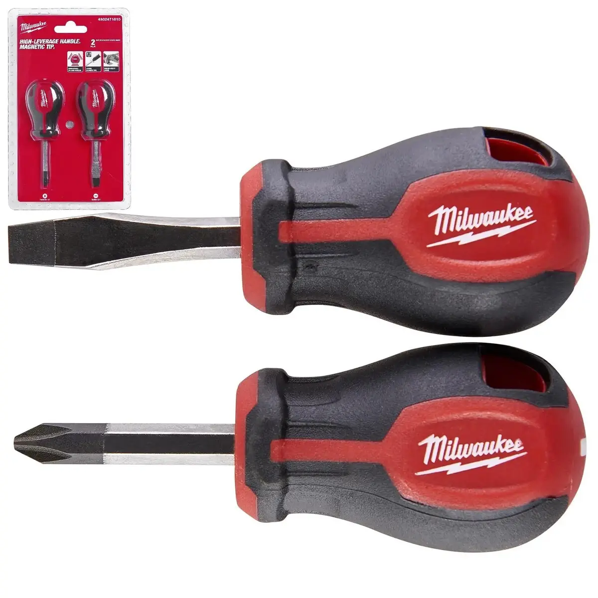 Milwaukee Screwdriver Set Tri-Lobe Stubby 2 Piece Pozi Slotted 1