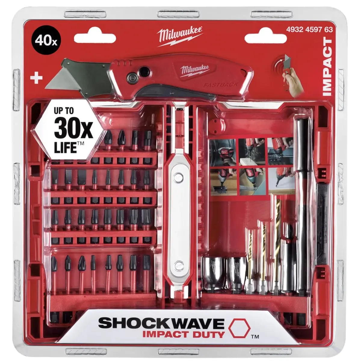 Milwaukee Screwdriver And Drill Bit Set 40 Piece Shockwave Impact Duty And Compact Knife 1