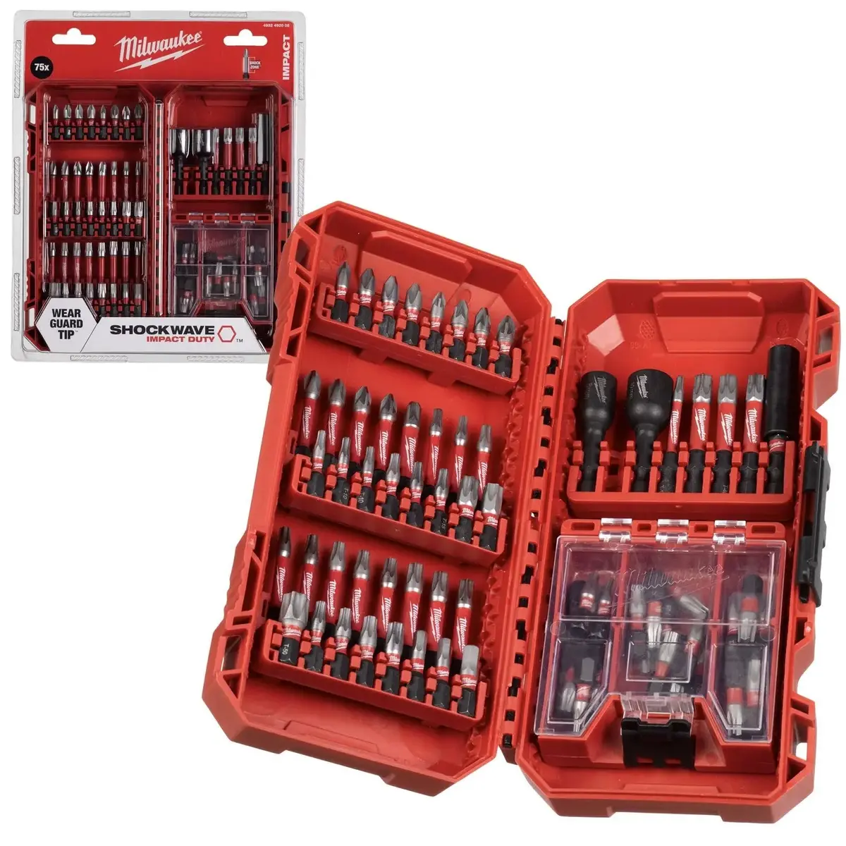 Milwaukee Screwdriver And Nut Driver Bit Set 75 Piece Shockwave Impact Duty 1