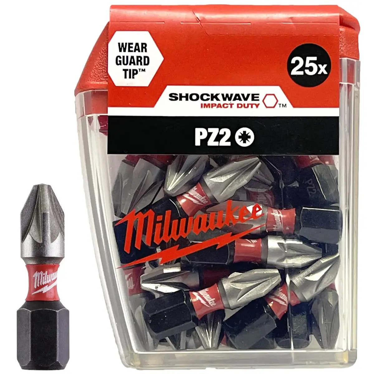 Milwaukee Shockwave Impact Duty Screwdriver Bits Pozi Pz2 X 25Mm Tic Tac Box 25 Pack 1