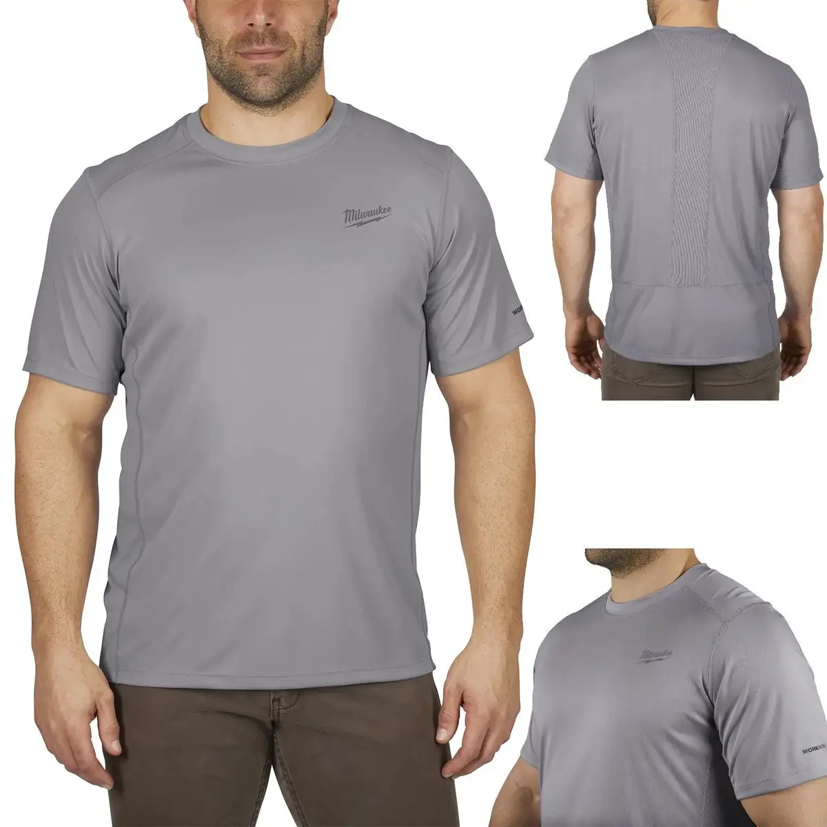 Milwaukee Short Sleeve Shirt Grey Workskin Light Weight Performance Wwssg 4