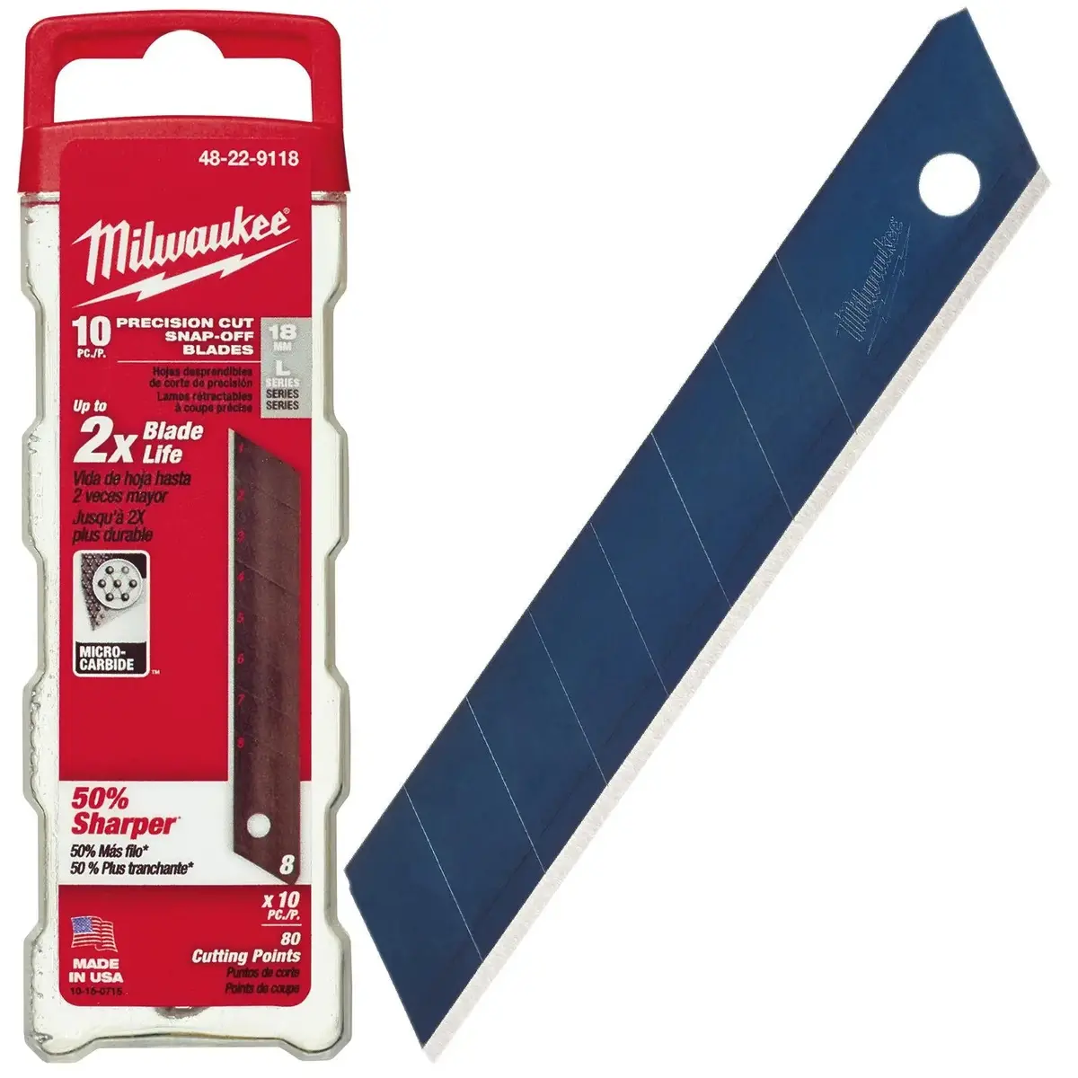 Milwaukee Snap Off Knife 18Mm Replacement Blades 10 Pack 1