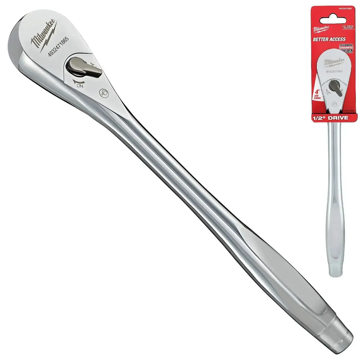 Milwaukee Socket Ratchet Wrench 1/2" Drive 90 Tooth 286Mm 1