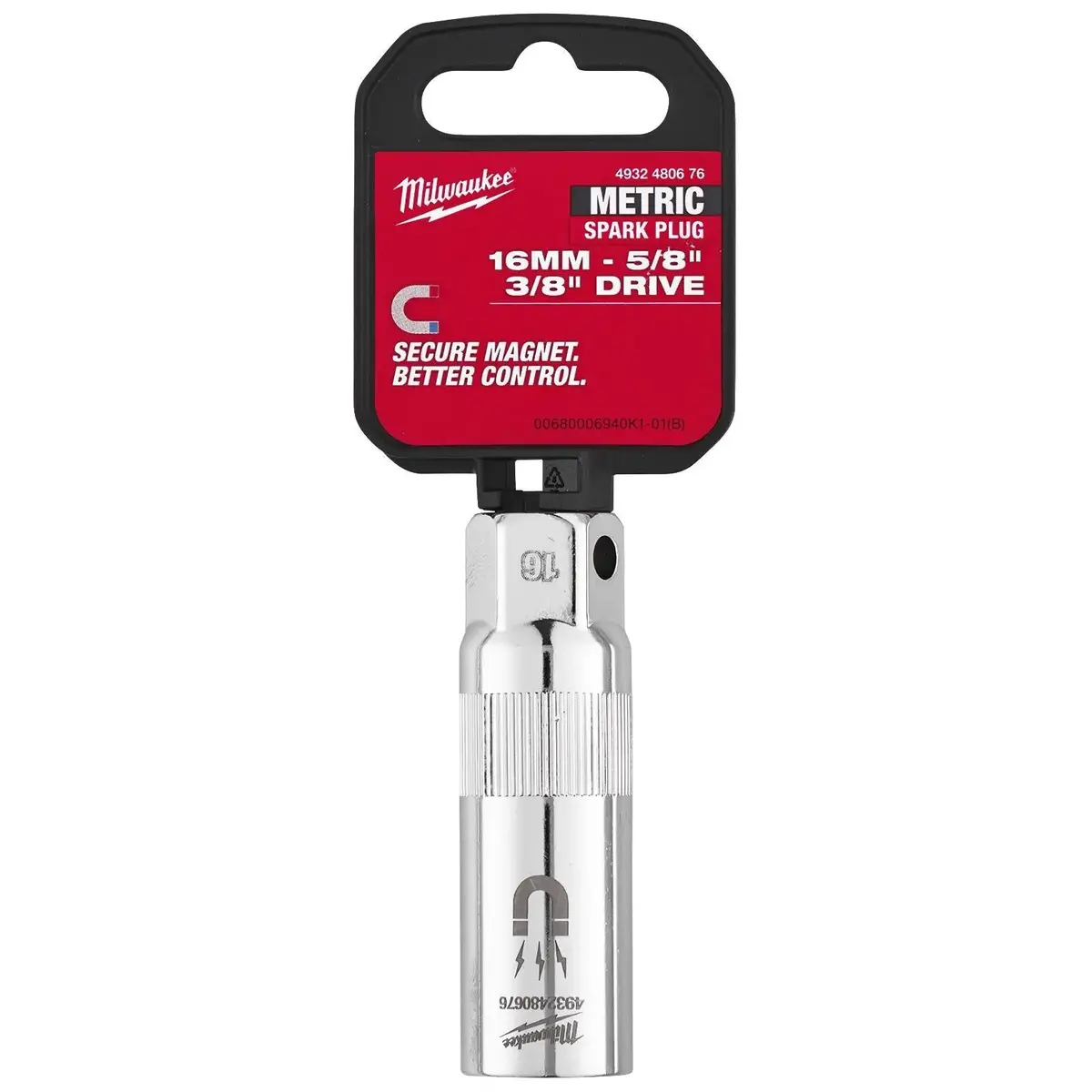 Milwaukee Spark Plug Socket Magnetic 3/8" Drive 16Mm 1
