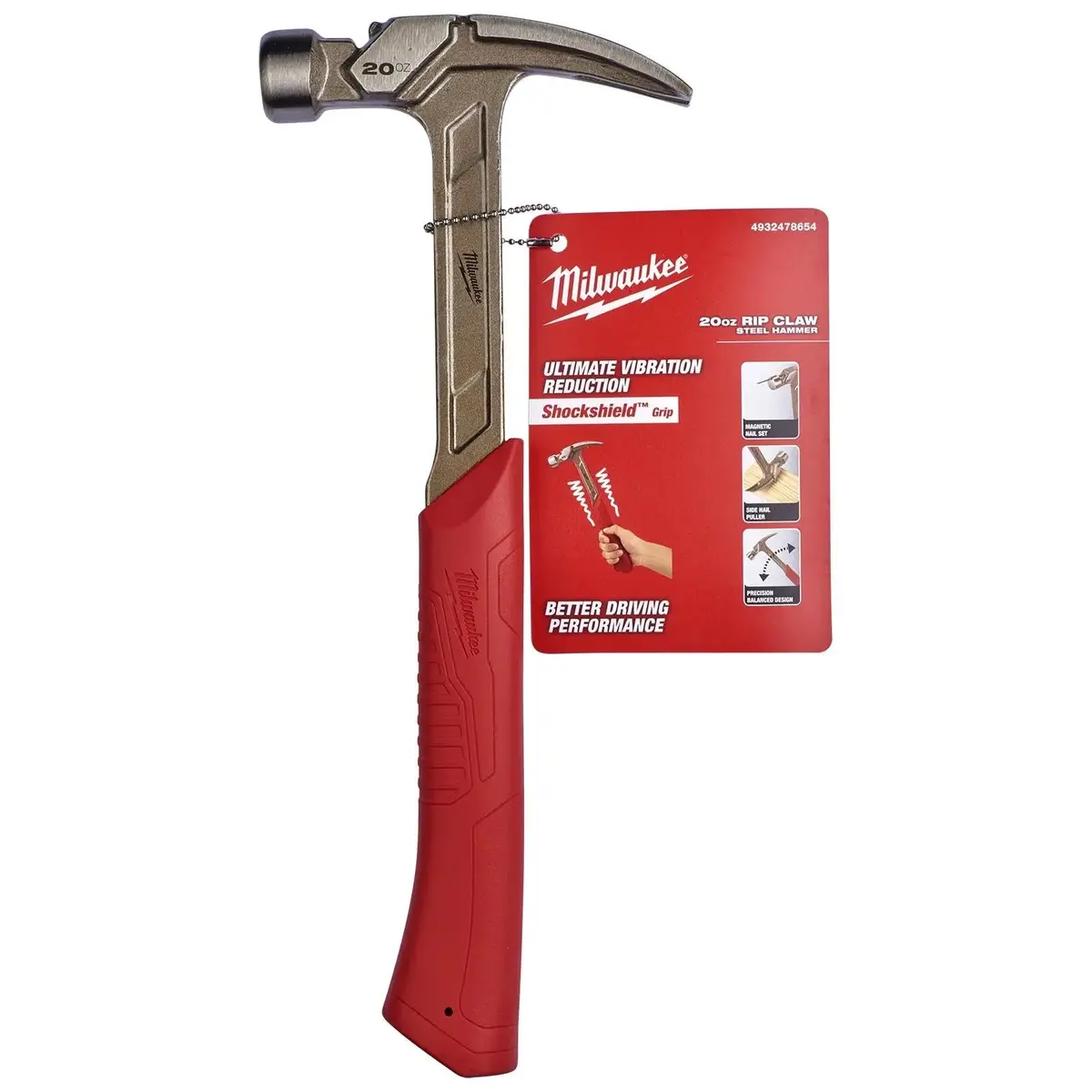 Milwaukee Steel Rip Claw Hammer 20Oz Magnetic Nail Starter 1