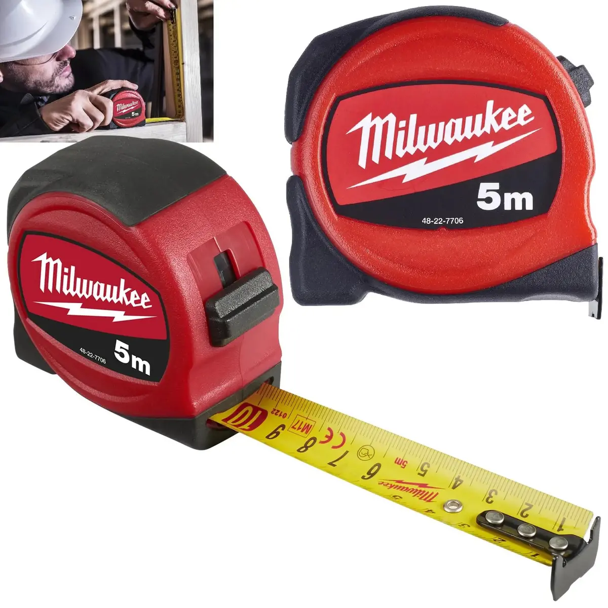 Milwaukee Tape Measure 5M Metric Slimline Pocket Tape 25Mm Blade Width 1