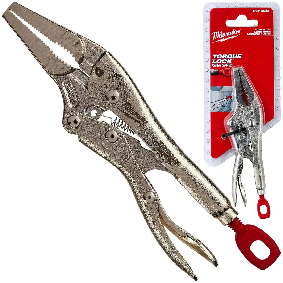 Milwaukee Torque Lock Flat Long Nose Locking Pliers 100Mm 4In 1