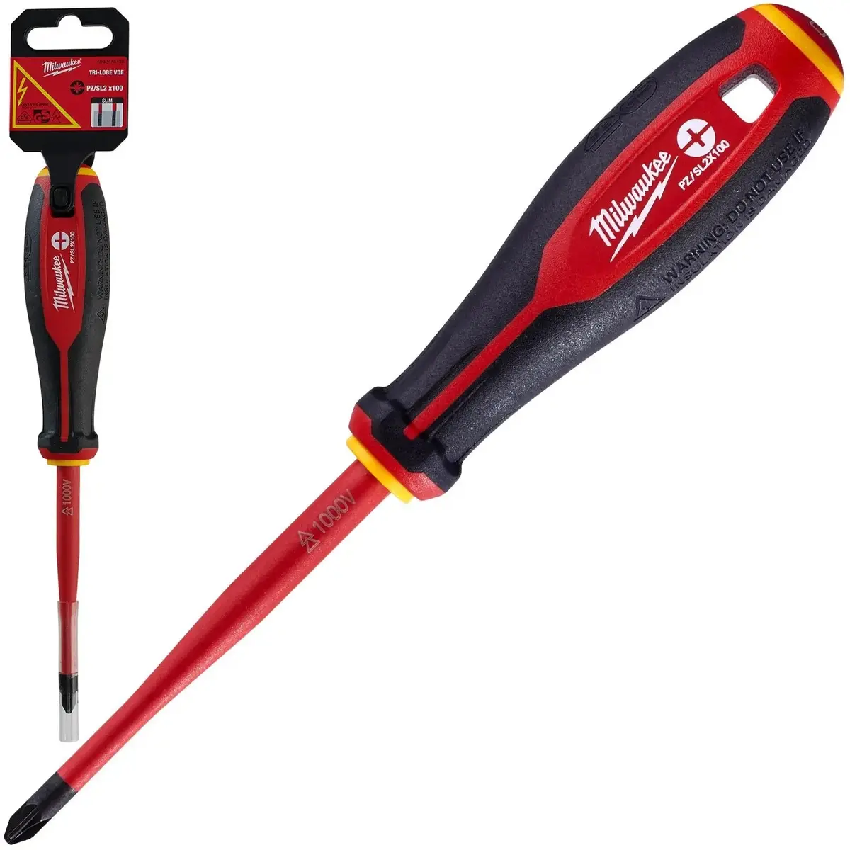 Milwaukee Tri-Lobe Vde Screwdrivers Slim Shank Anti Roll 25
