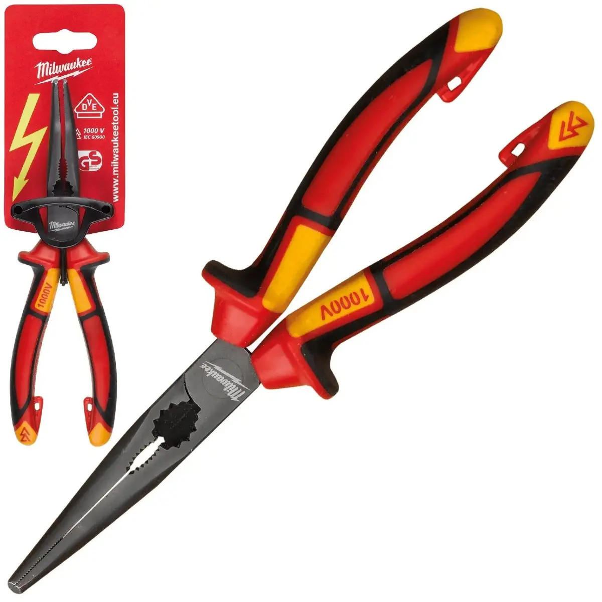 Milwaukee Vde Long 45° Round Nose Pliers 205Mm Insulated 10,000V 1