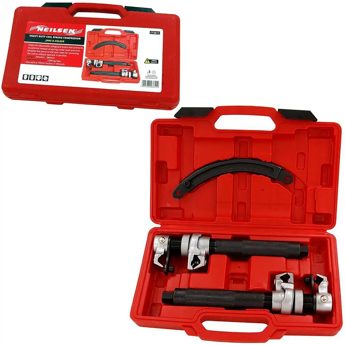 Neilsen Coil Spring Compressor Heavy Duty Jaws & Holder Adjustable Safeguard 1