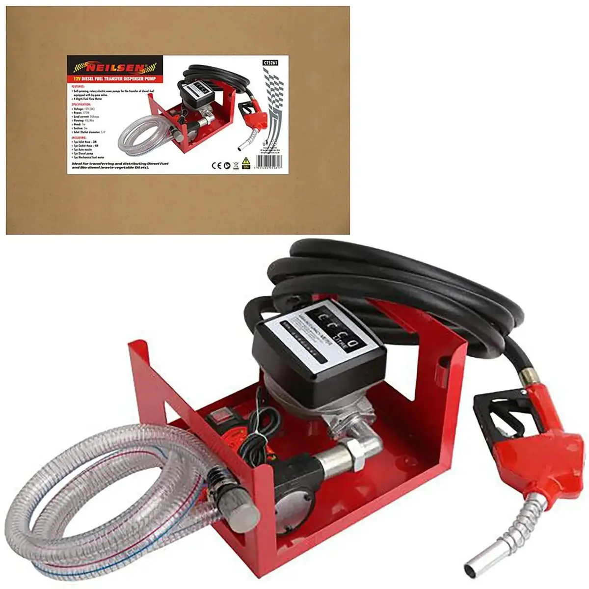 Neilsen Diesel Transfer Pump Dispenser Hose Nozzle Flow Metre Fuel Bio-Diesel 1