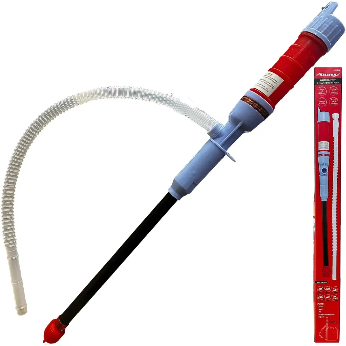 Neilsen Electric Syphon Pump Battery Operated Petrol Oil Water Fluid Fuel Transfer 1
