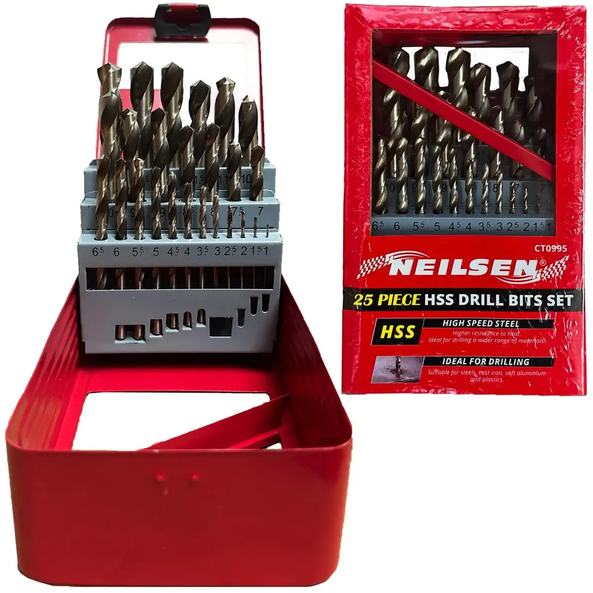 Neilsen Hss Drill Bit Set Metal 1-13Mm Split Point High Speed Steel Copper Brass 1